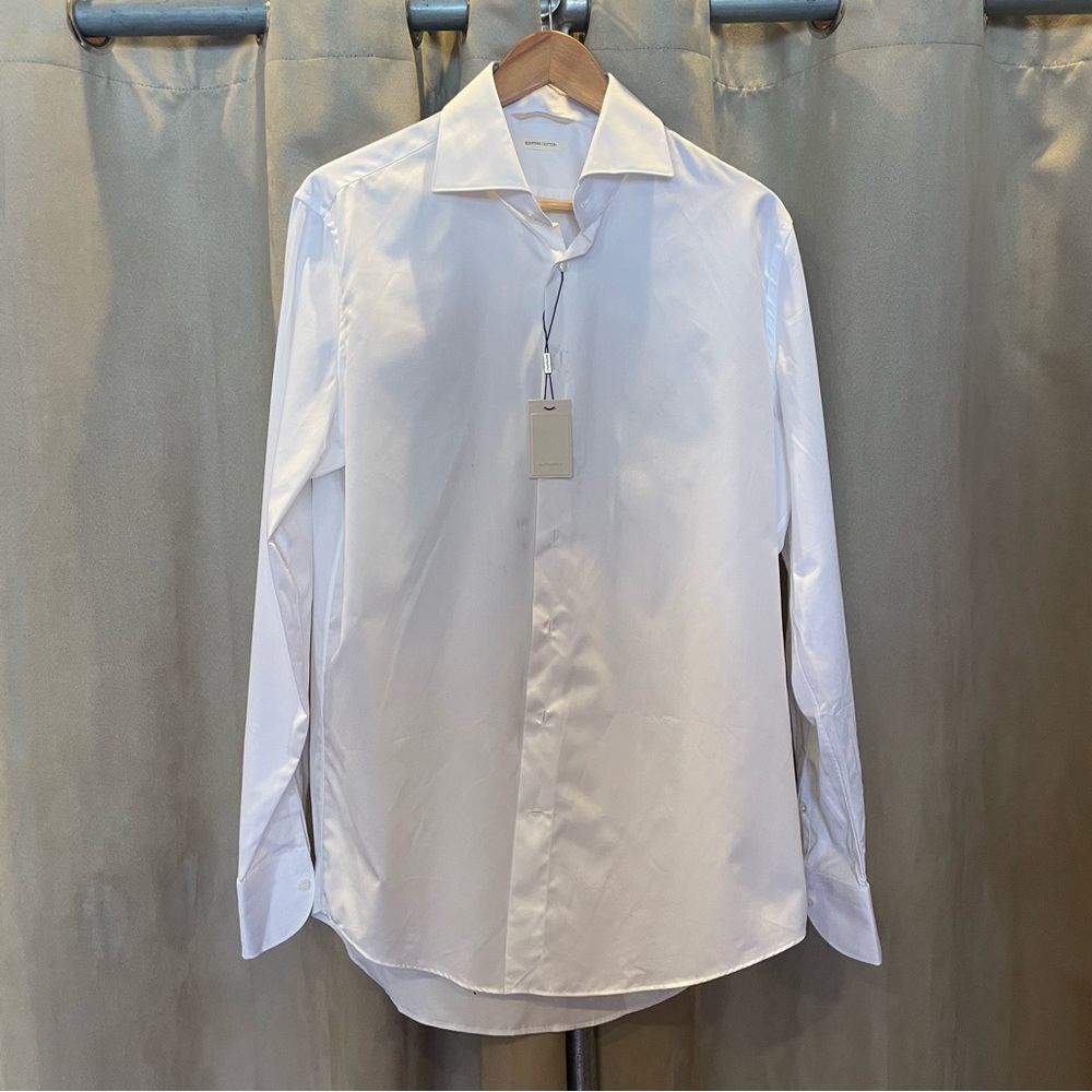 White Suit Supply twill slim fit button up